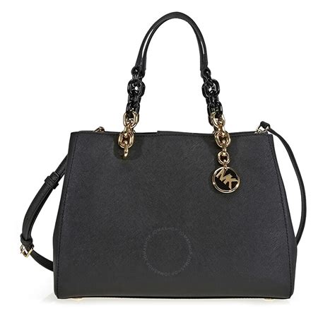 michael michael kors cynthia medium leather satchel black